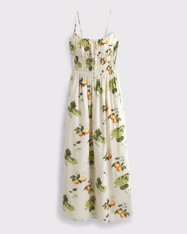 Smocked Tie-Front Maxi Dress | Abercrombie & Fitch (US)
