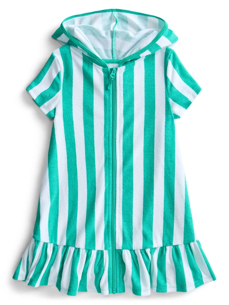 Wonder Nation Girls Terry Towel Swimsuit Coverup Dress with UPF 50+, Sizes 4-18 & Plus | Walmart (US)