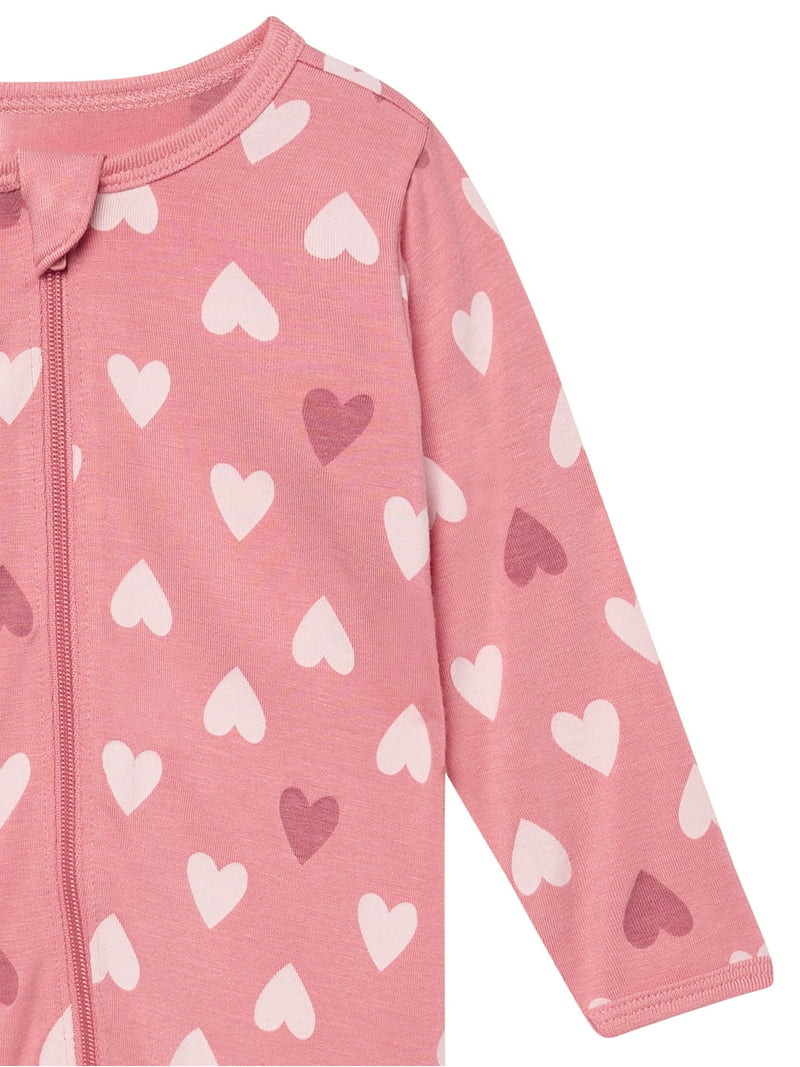 Modern Moments by Gerber Baby Neutral Viscose Valentine´s Day Sleep ´N Play Footed Pajamas, Siz... | Walmart (US)