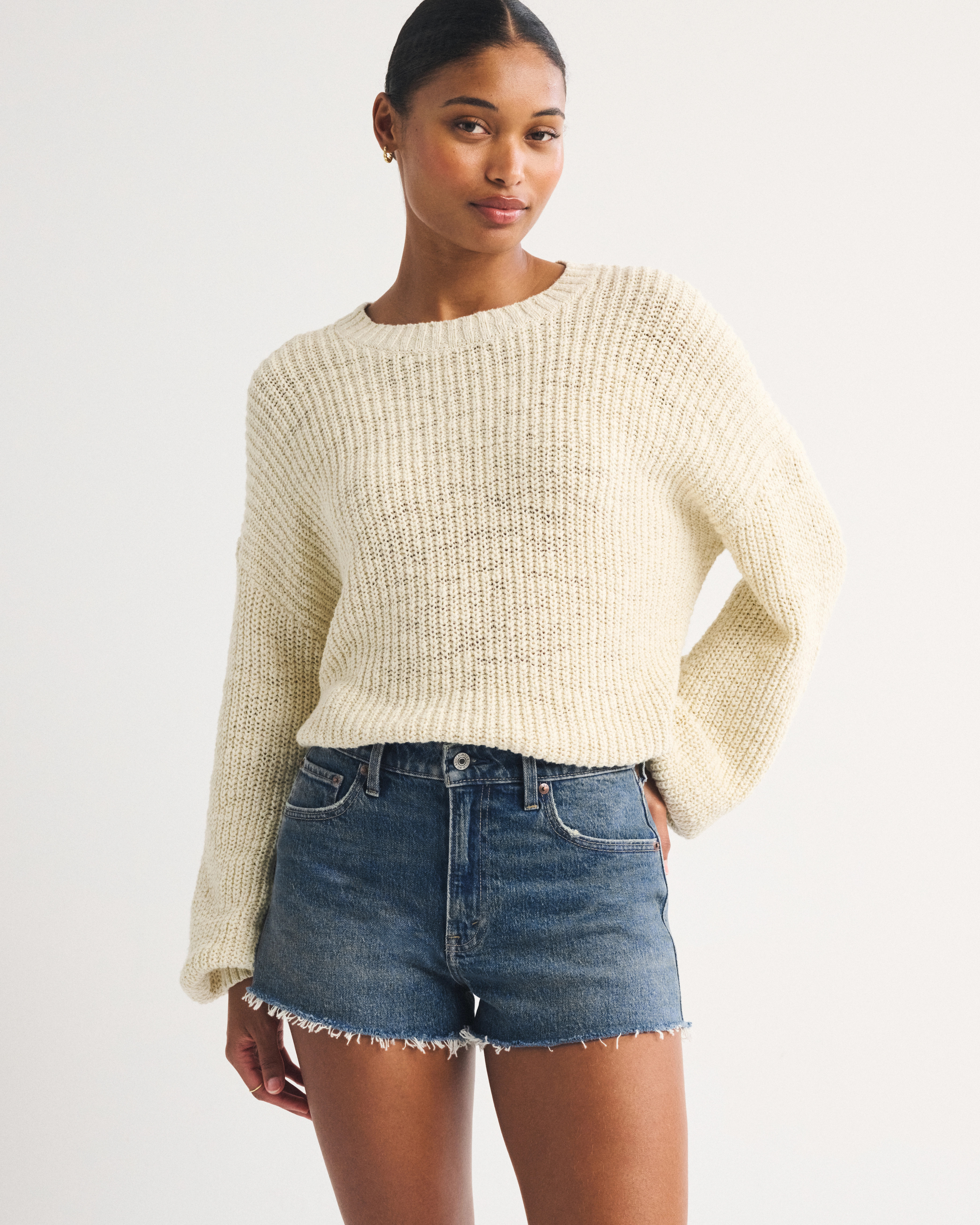 Curve Love High Rise Denim Micro Short | Abercrombie & Fitch (US)