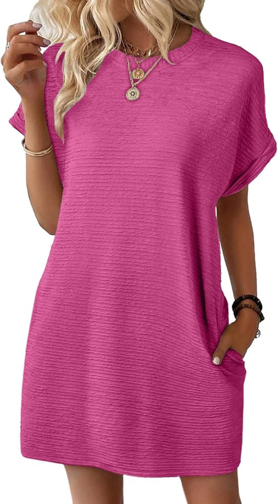 EVALESS Womens Summer Dresses Fashion 2025 Short Sleeve Spring Mini Dress Casual Beach Vacation C... | Amazon (US)