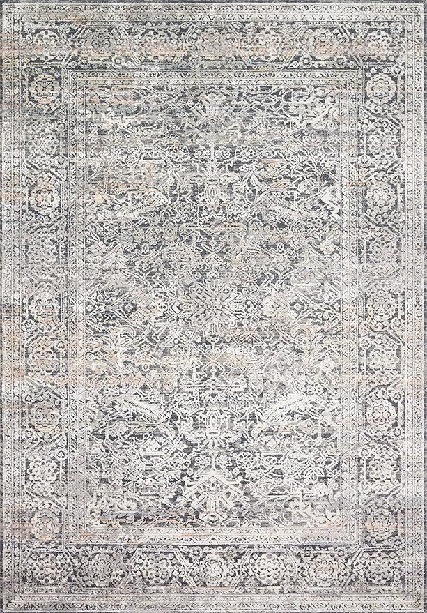 Loloi II Lucia Collection LUC-03 Steel / Ivory, Transitional 7'-9" x 10'-6" Area Rug | Amazon (US)