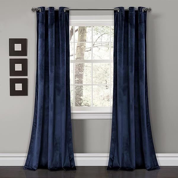 HPD Half Price Drapes VPYC Heritage Plush Velvet Curtain (1 Panel), 50 X 84, Eternal Blue | Amazon (US)