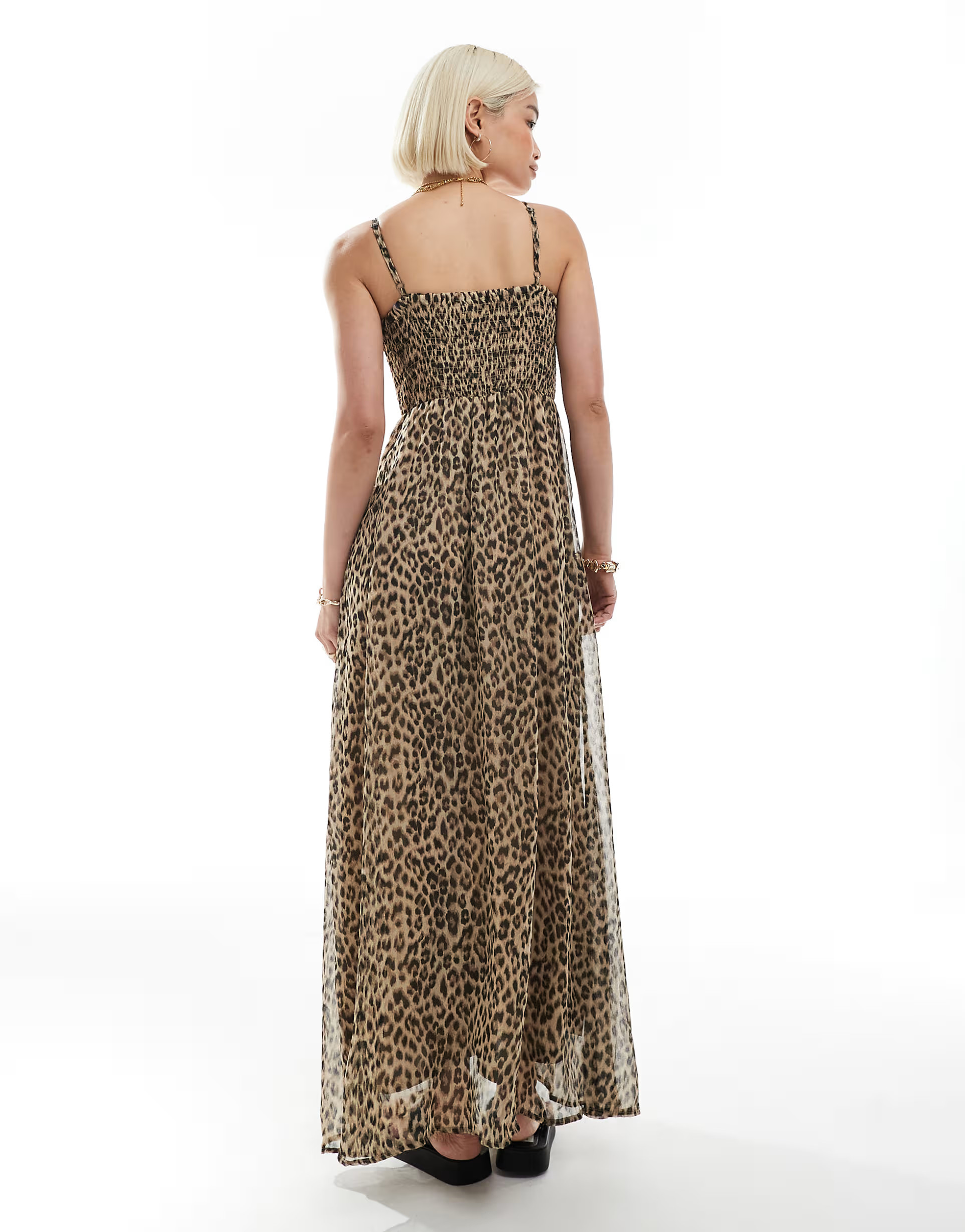 ONLY shirred maxi cami dress in leopard print | ASOS (Global)