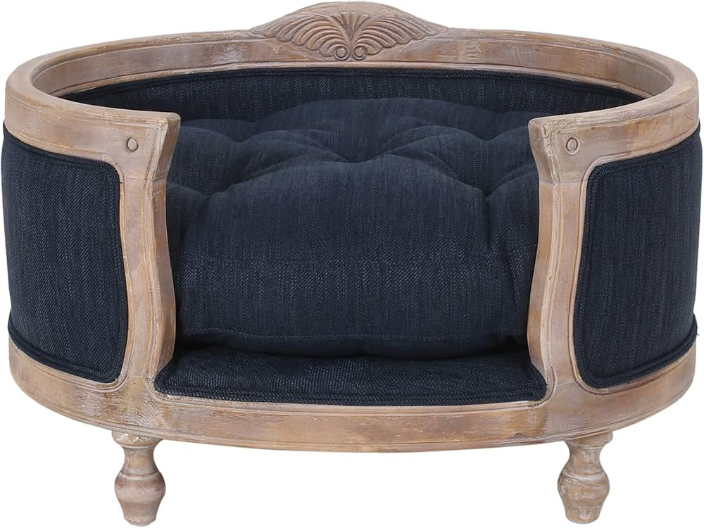 Christopher Knight Home Gilmanton Upholstered Medium Pet Bed - Navy Blue/Antique Natural | Amazon (US)
