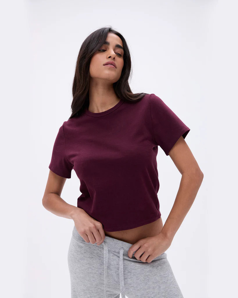 Short Sleeve Classic T-shirt - Dark Cherry | Adanola UK