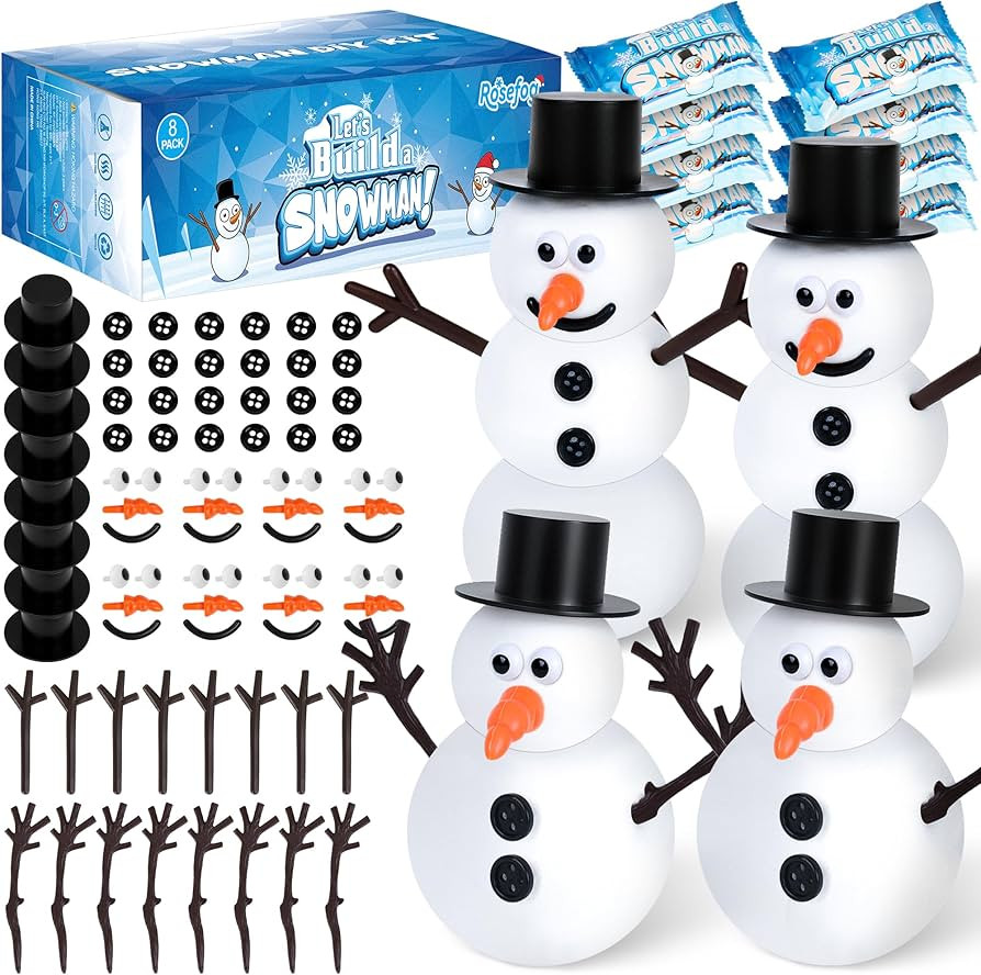 8 Pack Christmas Craft Supplies, DIY Snowman Kit, Build a Snowman Kit Indoor Decoration, Creative... | Amazon (US)