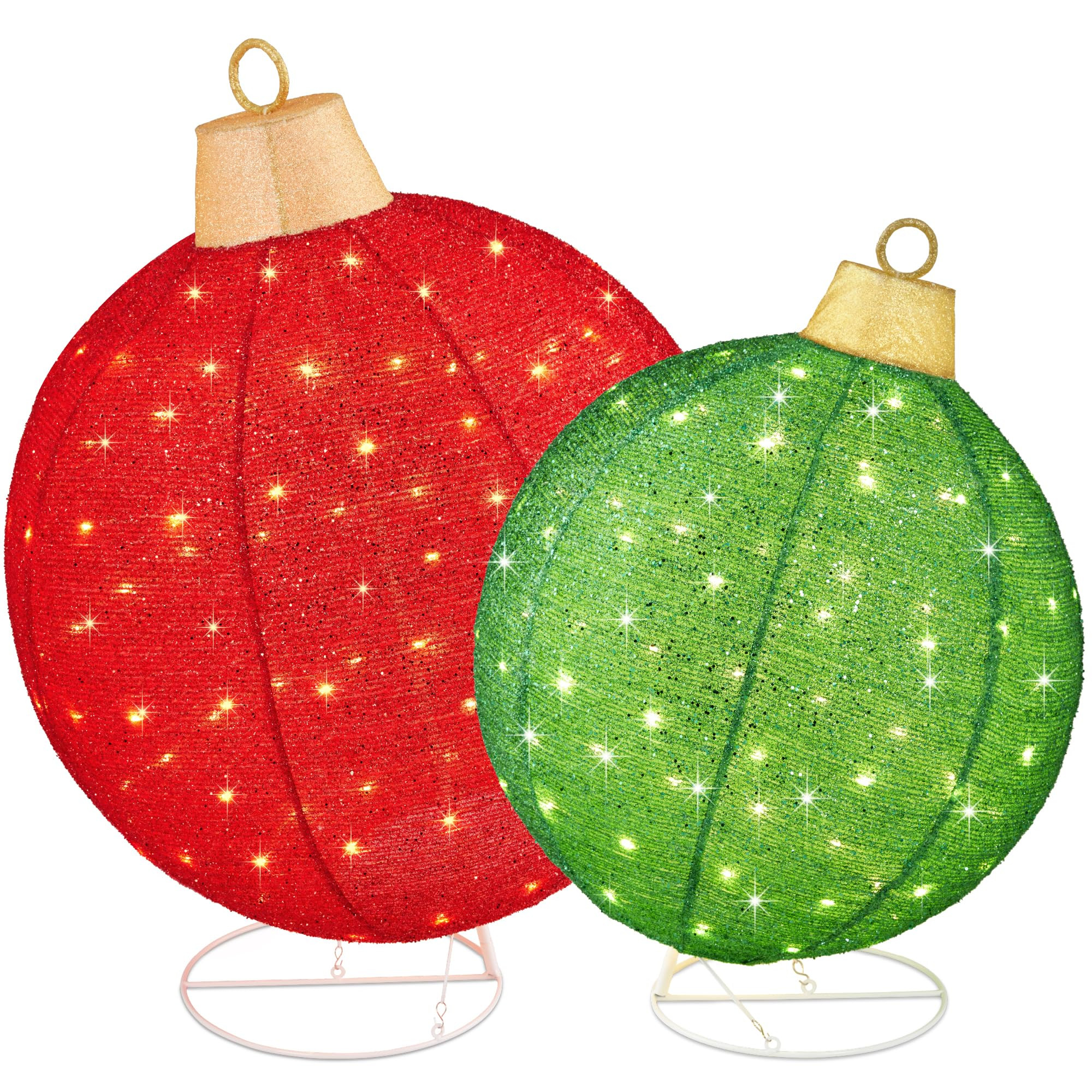 Best Choice Products 2pc Lighted Pop-Up Outdoor Christmas Ornament Set, Holiday Ball Decoration w... | Amazon (US)