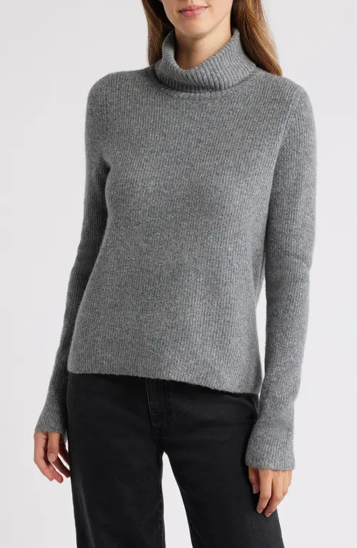 caslon(r) Rib Turtleneck Sweater in Grey Dark Heather at Nordstrom, Size Xx-Small | Nordstrom