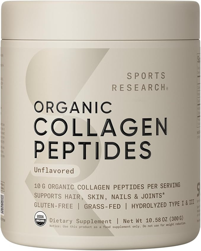 Sports Research® Organic Collagen Peptides - Hydrolyzed Type I & III Collagen Protein Powder Mad... | Amazon (US)