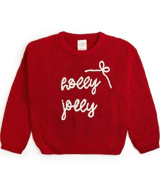 Little Girls Holly Jolly Bow Christmas Knit Sweater | Dillard's