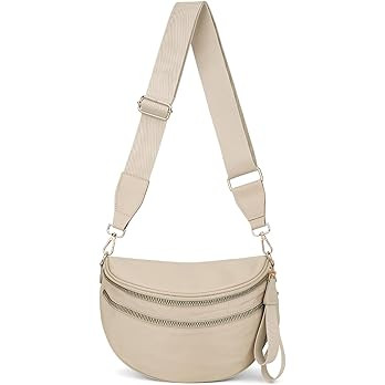 hibear Nylon Bum Bags for Women Crossbody Spacious Checkered Crossbody Bag Large fanny packs for ... | Amazon (US)