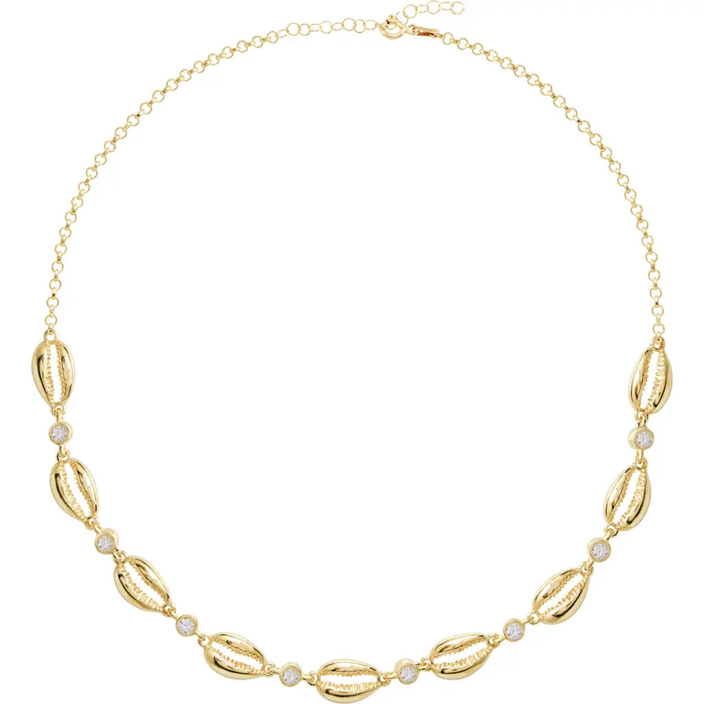 GABI RIELLE Cubic Zirconia Cowrie Shell Choker Necklace in Gold at Nordstrom Rack, Size 12 | Nordstrom Rack