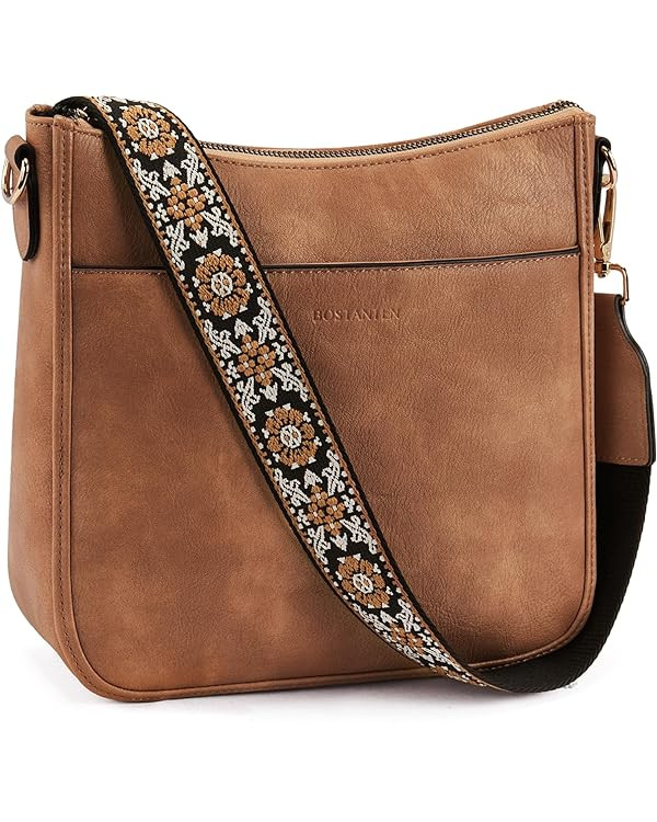 BOSTANTEN Crossbody Bags for Women Trendy Vegan Leather Hobo Purses Shoulder Handbags With Wide S... | Amazon (US)
