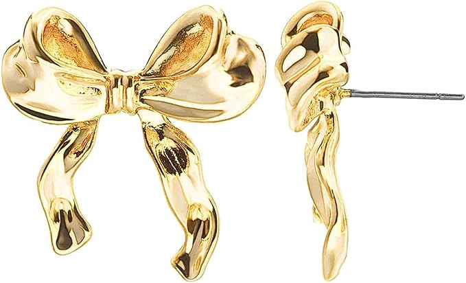 Gold Bow Earrings for Women Gold Knot Earrings Cute Gold Earrings Bow Stud Earrings for Women Bow... | Amazon (CA)