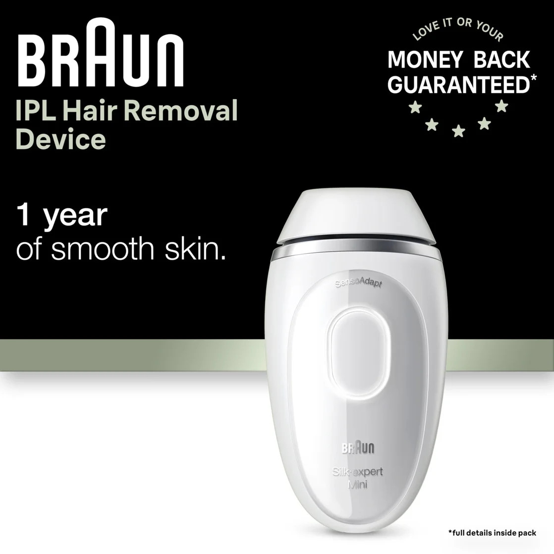 Braun IPL Silk-Expert Mini Laser Hair Removal at Home, Permanent Hair Reduction for Women and Men... | Walmart (US)
