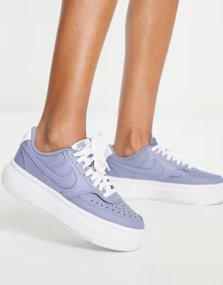 Nike Court Vision Alta Leather platform sneakers in ashen slate | ASOS | ASOS (Global)