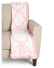 Allie Ballerina Bows Feather Yarn Throw | TJ Maxx