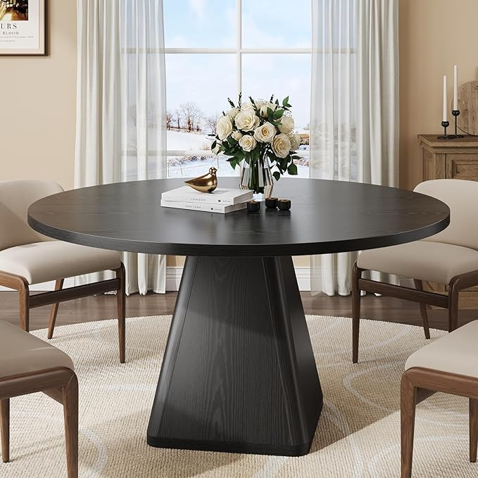 47 Inch Round Dining Table for 4-6, Circle Kitchen Table with Thickened Tabletop, Modern Dining R... | Amazon (US)