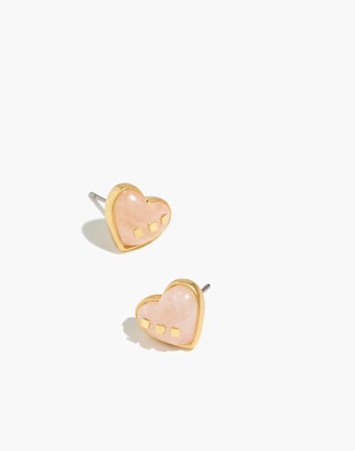 Rose Quartz Heart Stud Earrings | Madewell