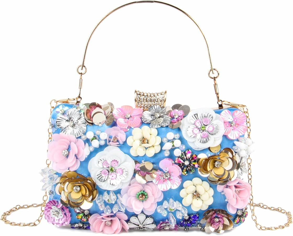 Lanpet Women Clutches Flower Evening Handbag Chain Strap Shoulder Bag | Amazon (US)