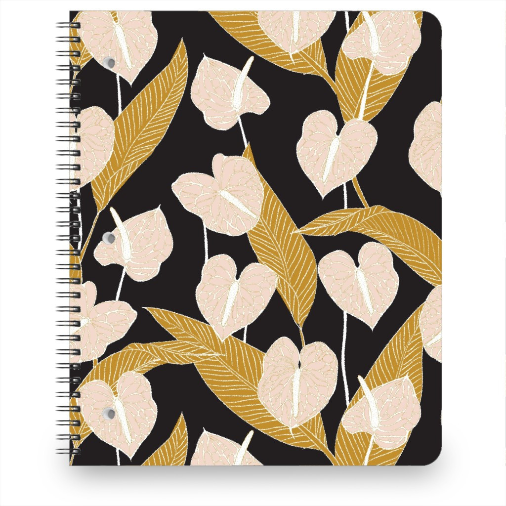 Notebooks: Art Nouveau Anthuriums - Black Mustard and Pale Peach, 8.5x11, Multicolor | Shutterfly