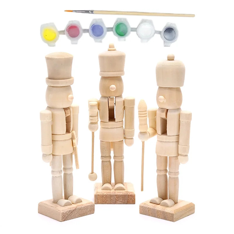 Party Yeah Nutcracker Soldier Puppet White Embryo Walnut Nutcracker Doll DIY Wood Craft Art - Wal... | Walmart (US)