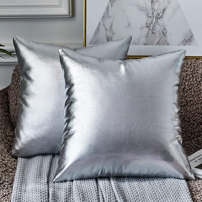EUCIOR Sparkling Silver Grey Pillows, Decorative Pillow Cases,20x20 Inch Pillow Covers, for Home ... | Amazon (US)