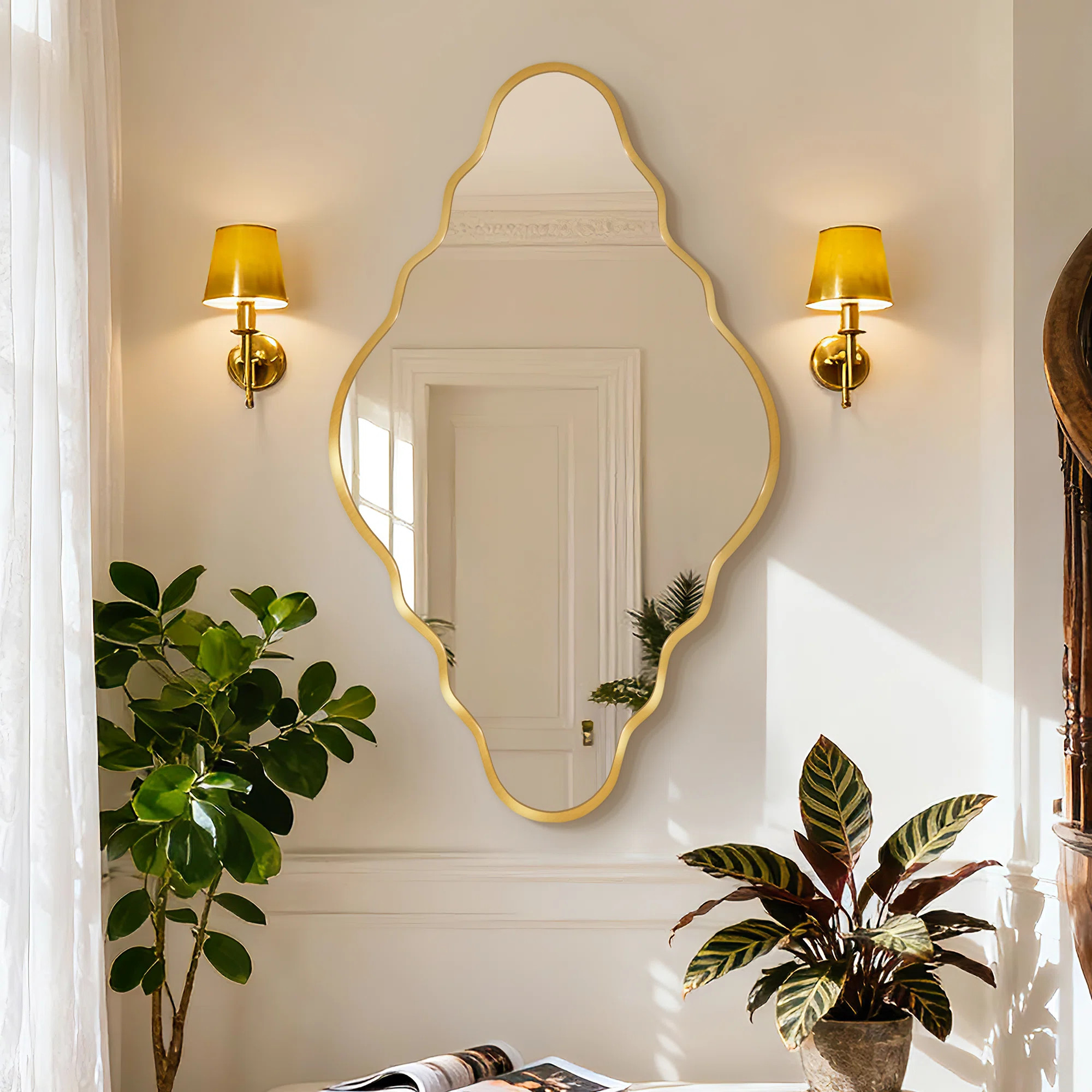 Scalloped Metal Framed Decorative Irregular Wall Mirror | Wayfair North America