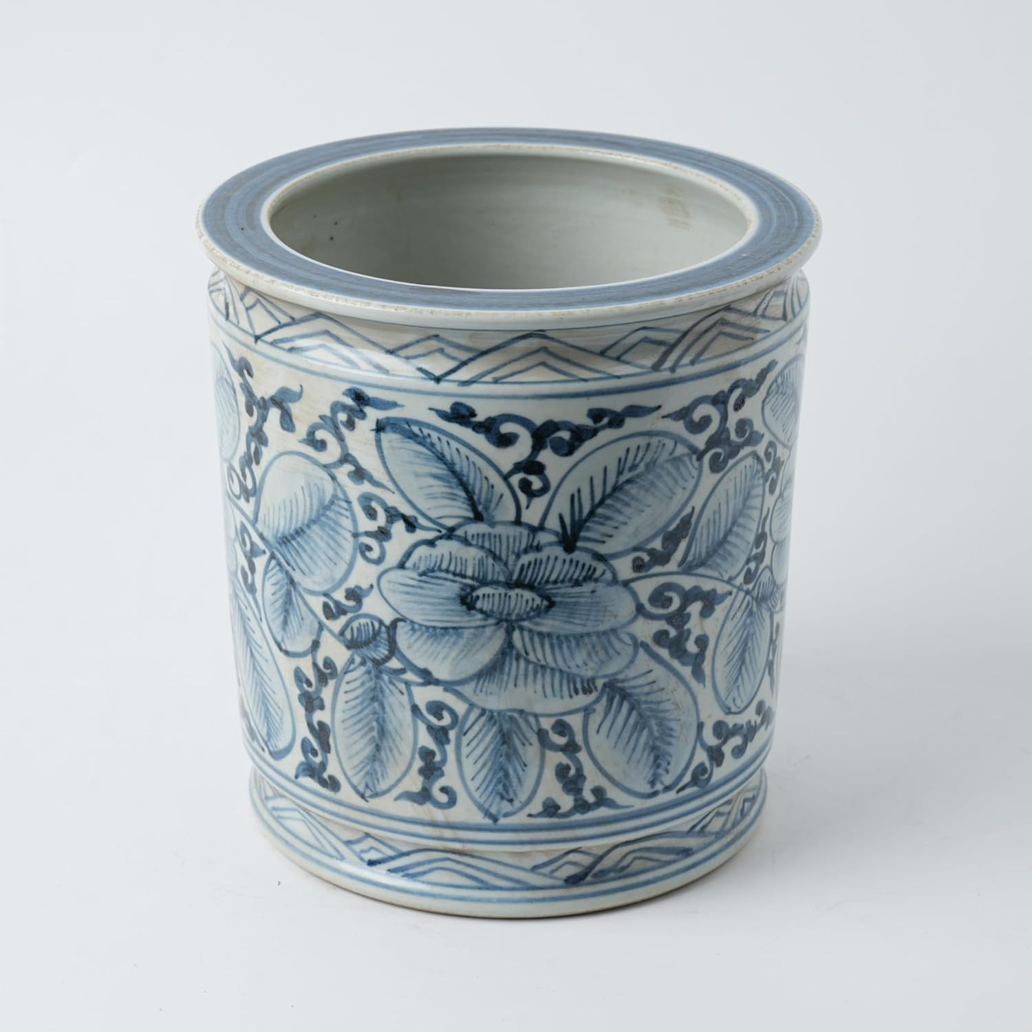 Antique Hand-Painted Flower and Bird Porcelain Pen Holder Old Style Ceramic Planter 9.7 Inch Large Plants Vase Blue & White Porcelain Silla Flower Plant Pots (Light Blue) | Amazon (US)