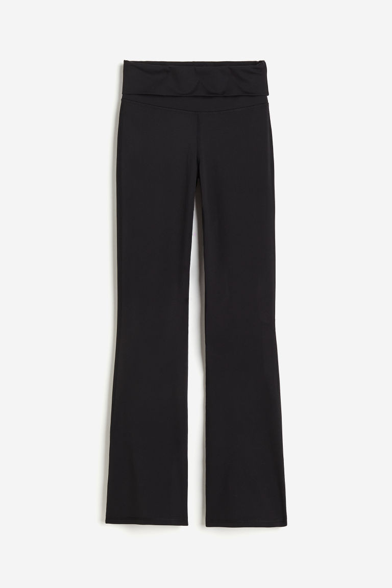 H & M - SoftMove Foldover-waist Sports Leggings - Black | H&M (US + CA)