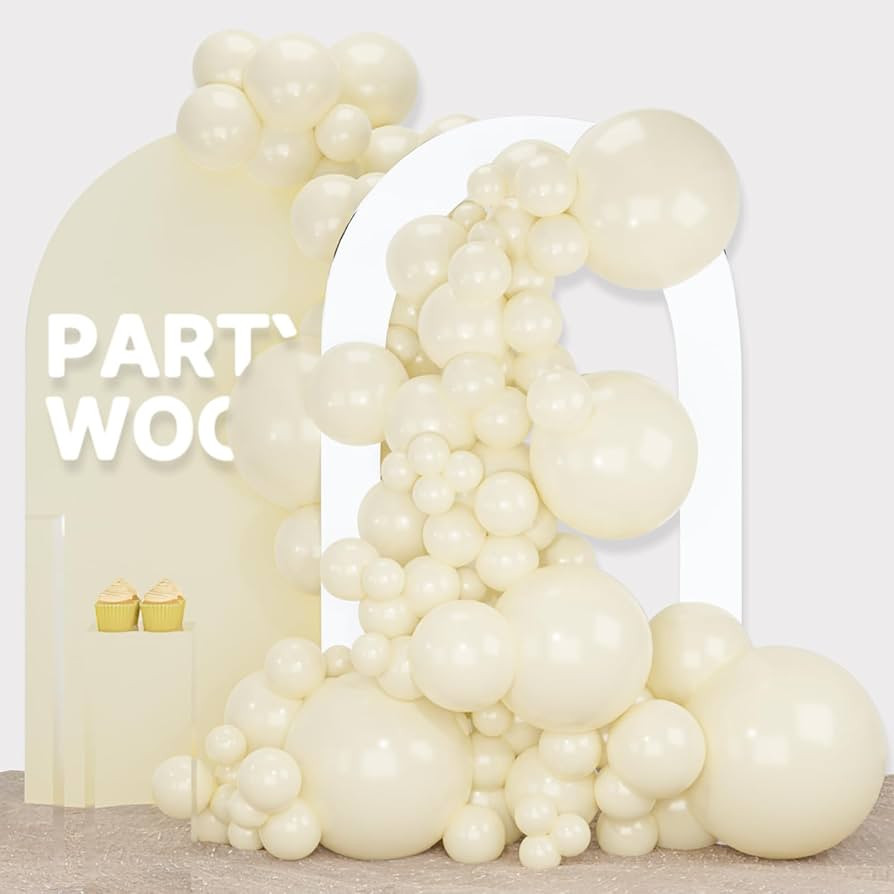 PartyWoo Beige Balloons 140 pcs Different Sizes Pack of 18 12 10 5 Inch Cream Ivory Balloon Arch ... | Amazon (US)