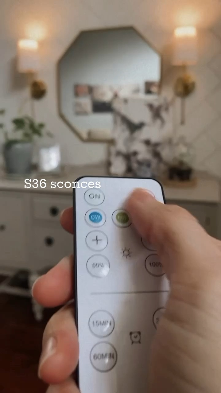 These lights + bulbs are pure magic in our living room. They look like 💰 without spending all the money 👏🏼 We just didn’t want to spend the $ hiring an electrician or risk damaging our herringbone accent wall. I have been seeing these rechargeable bulbs all over the internet and decided to give them a whirl. It took 3 tries before I found bulbs that actually worked as described. These are definitely tried and true. We simply cut the sconce wires, mounted, and installed rechargeable light bulbs. ☑️ 
:
Sconces come in a set of two. Only available in gold. They’re currently on sale for $36. The bulbs come in a set of two as well. Charge before installing. It takes about 4 hours of charging for 24 hours of life. 

#LTKsalealert #LTKhome #LTKMostLoved