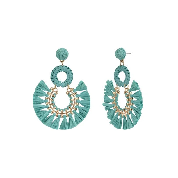 Time and Tru Women's Raffia Drop Earring | Walmart (US)