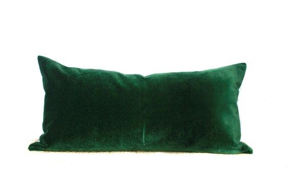 Green Velvet Pillow  Velvet Lumbar  No454 | Etsy | Etsy (US)