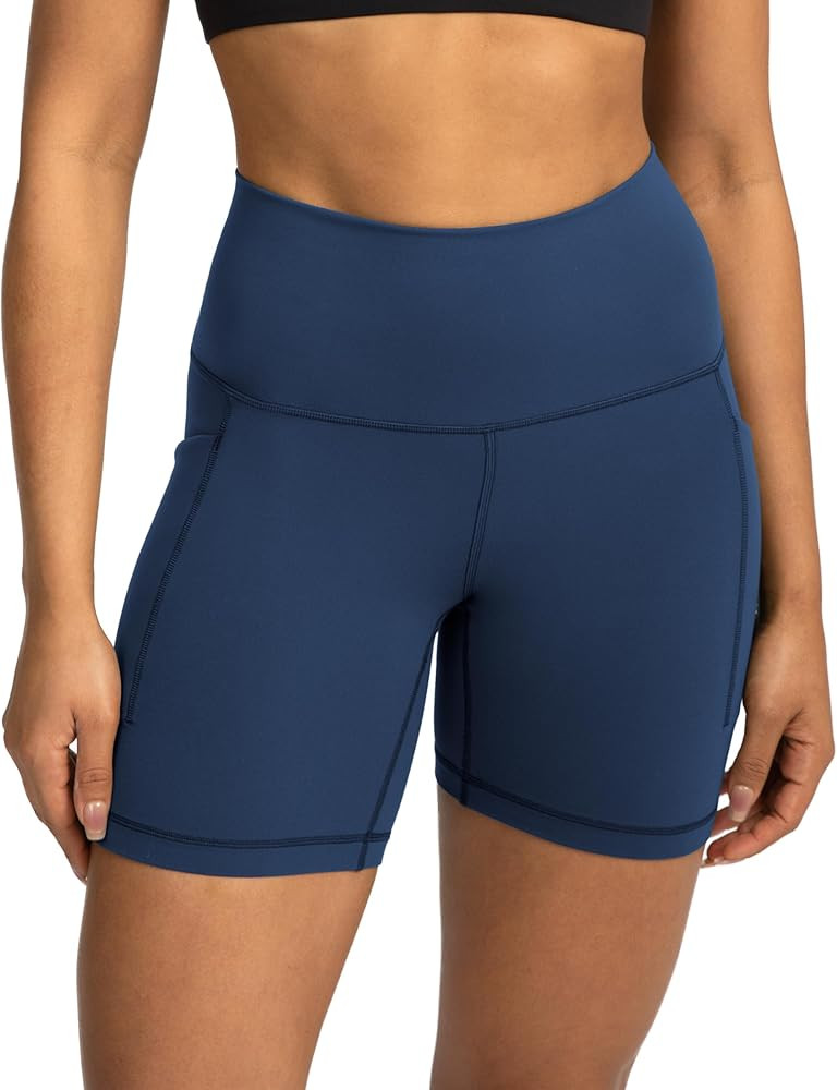 Colorfulkoala Women's Dreamlux Biker Shorts with Pockets 6" Inseam High Waisted Workout Gym Yoga ... | Amazon (US)