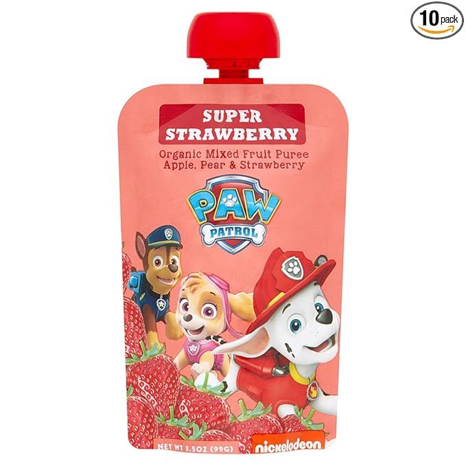 Paw Patrol Super Strawberry Organic Mixed Fruit Squeeze Pouch, 3.5 Ounce (Pack of 10) | Amazon (US)
