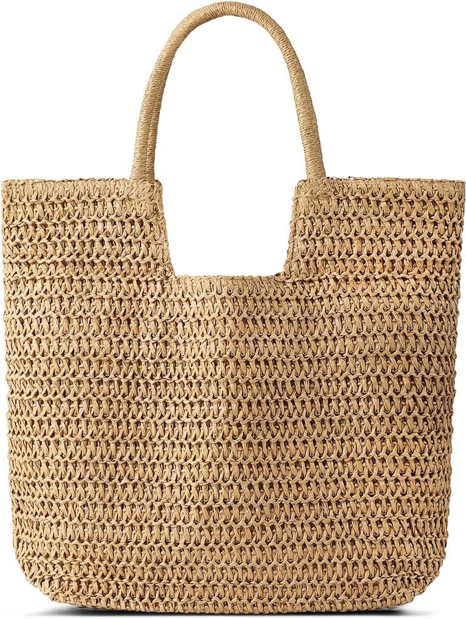 TOBEHIGHER Straw Beach Bags for Women - Summer Woven Tote Bag Shoulder Handbags, Large Beach Bag ... | Amazon (US)