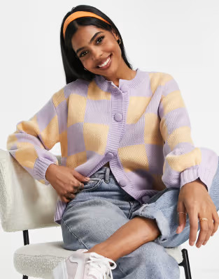 Urban Bliss checkerboard cardigan in pastel multi | ASOS (Global)
