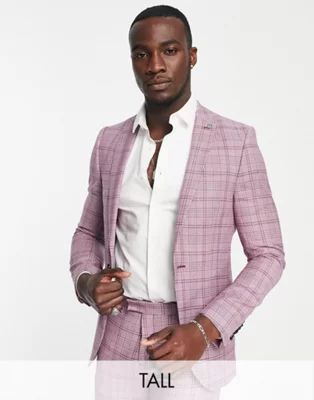 Twisted Tailor Tall suchet skinny fit suit jacket in tonal purple plaid | ASOS (Global)