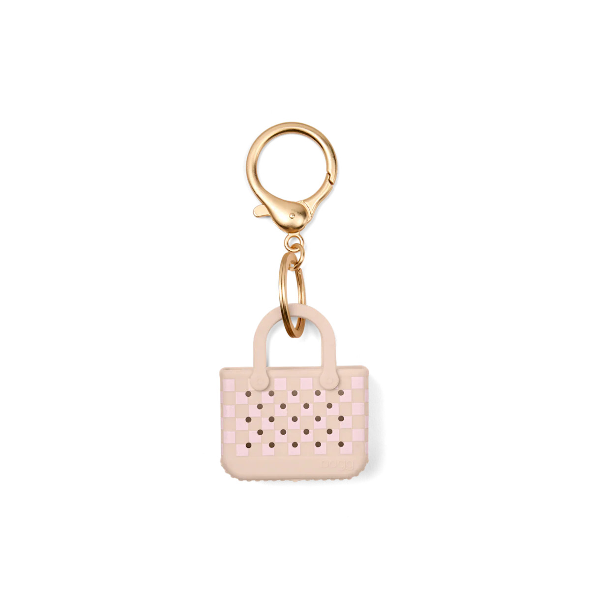 Tiny Tote Keychain - Checkered Linen/ Pink Marshmallow | Bogg