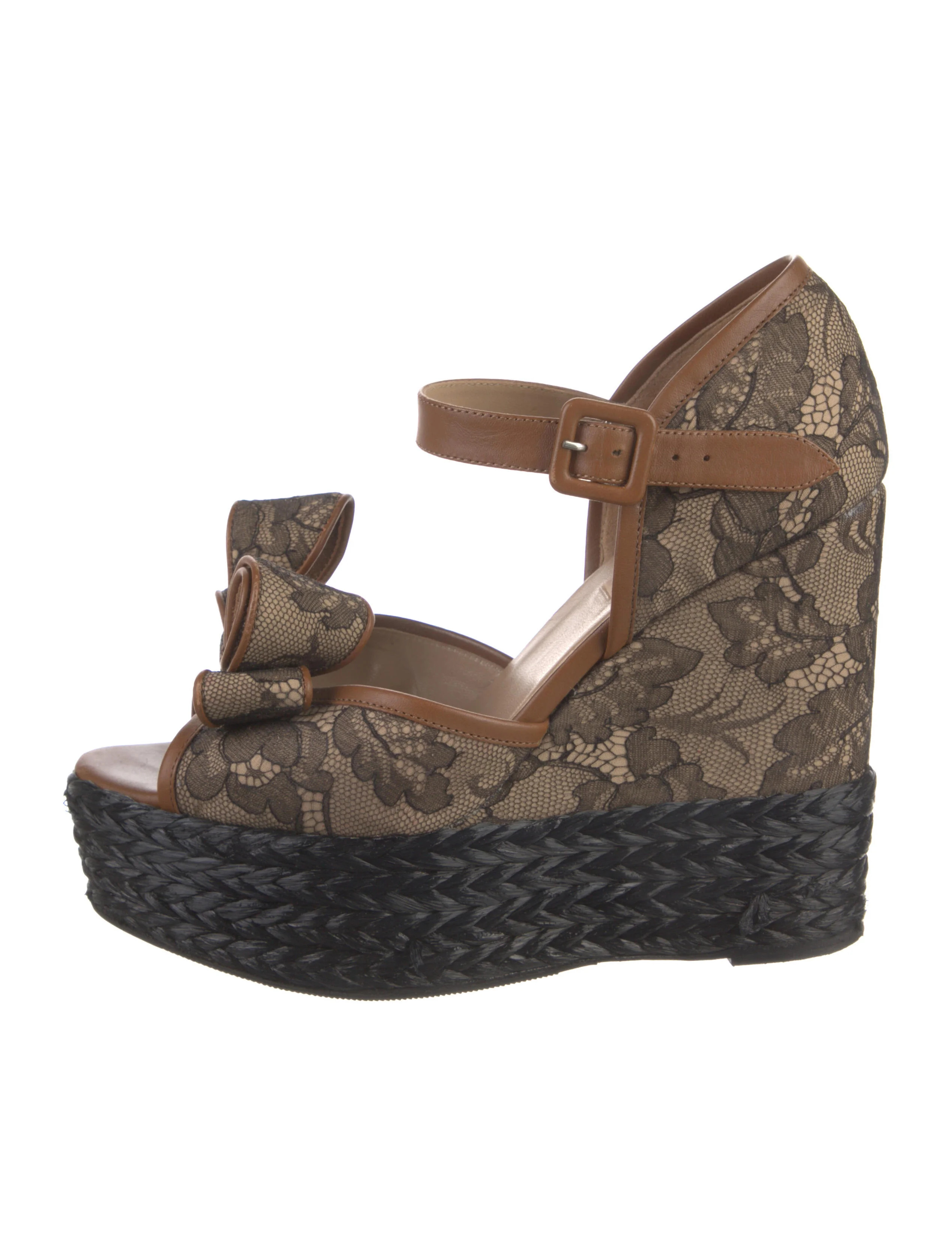 Leather Lace Pattern Espadrilles | The RealReal