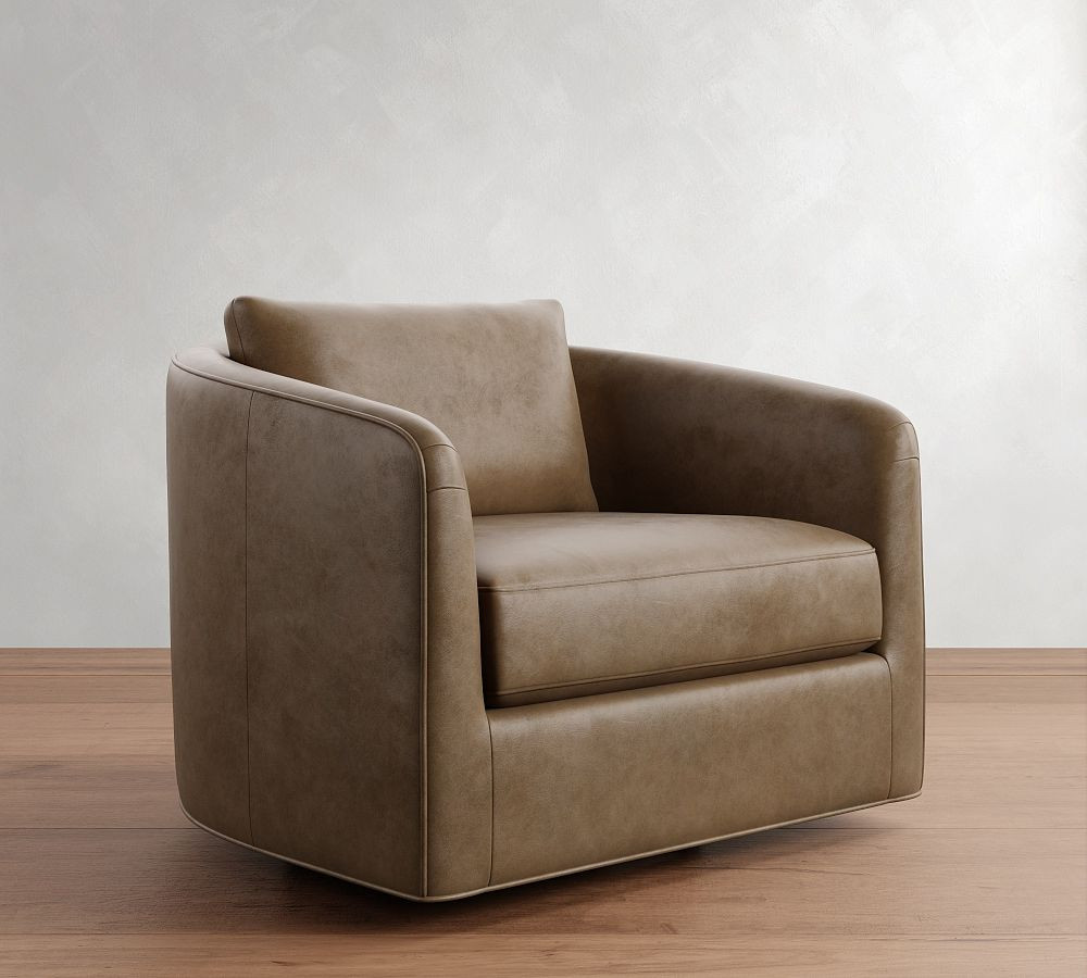 Remmy Leather Swivel Chair | Pottery Barn (US)