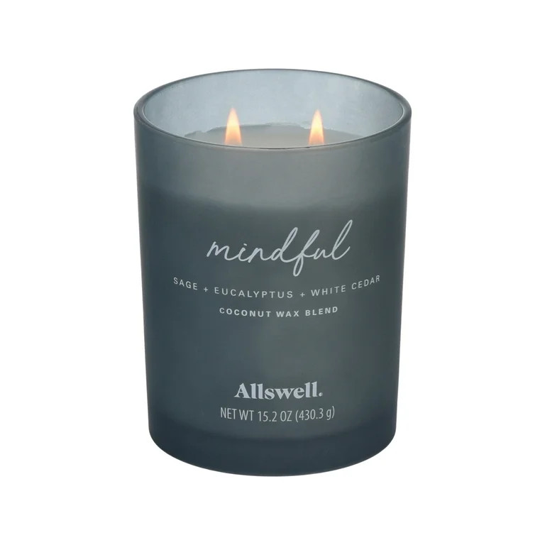 Allswell Mindful (Cashmere + Cedarwood + Musk) Scented 2-Wick 15oz Spa Jar Candle | Walmart (US)