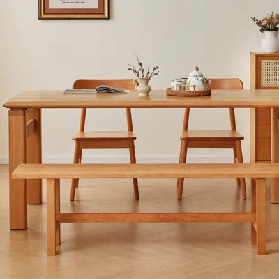 Solid Cherry Wood Dining Table with Bench Set | Wayfair North America