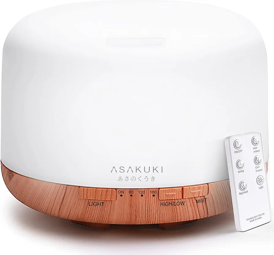 Amazon.com: ASAKUKI 500ml Premium, Essential Oil Diffuser with Remote Control, 5 in 1 Ultrasonic ... | Amazon (US)