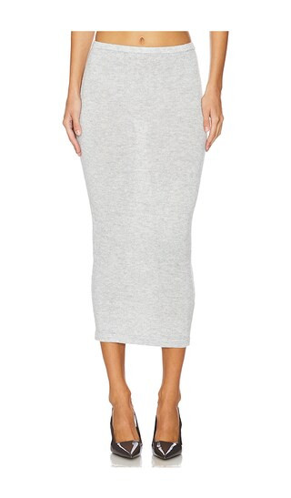 Koko Knit Tea Length Skirt in Light Grey | Revolve Clothing (Global)