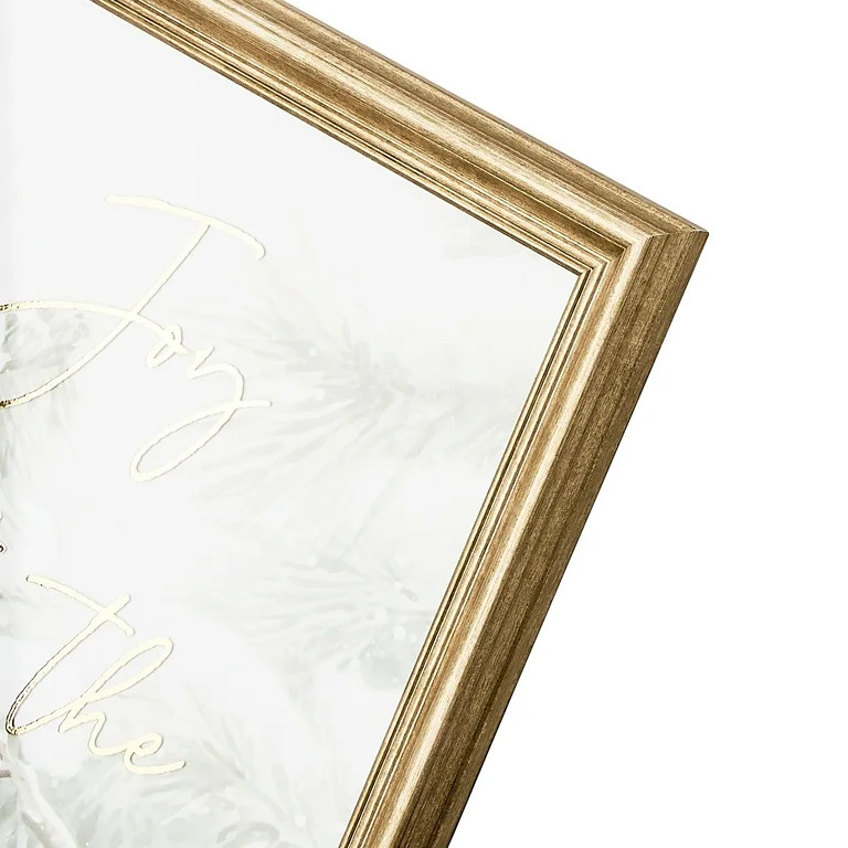 Joy to the World Snowy Tree Framed Christmas Wall Art, 15" x 19", by Holiday Time | Walmart (US)