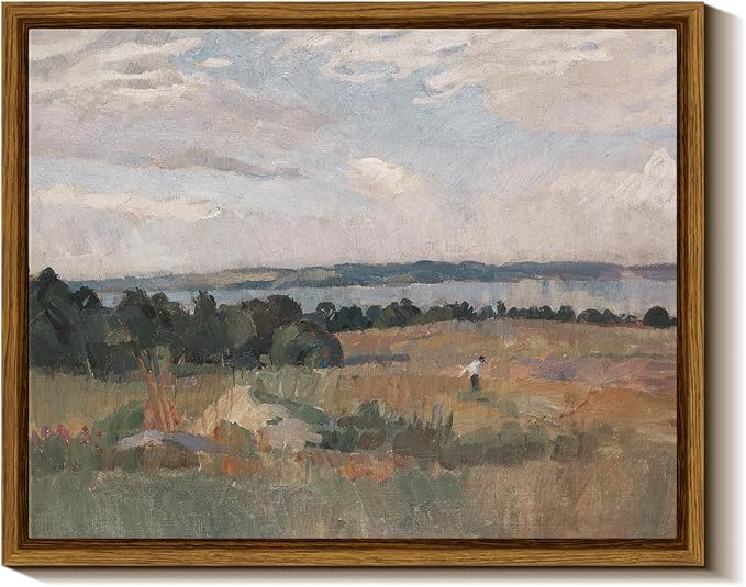 ARPEOTCY Framed Landscape Canvas Wall Art, Fall Countryside Lakeside Vintage Paintings Artworks, ... | Amazon (US)