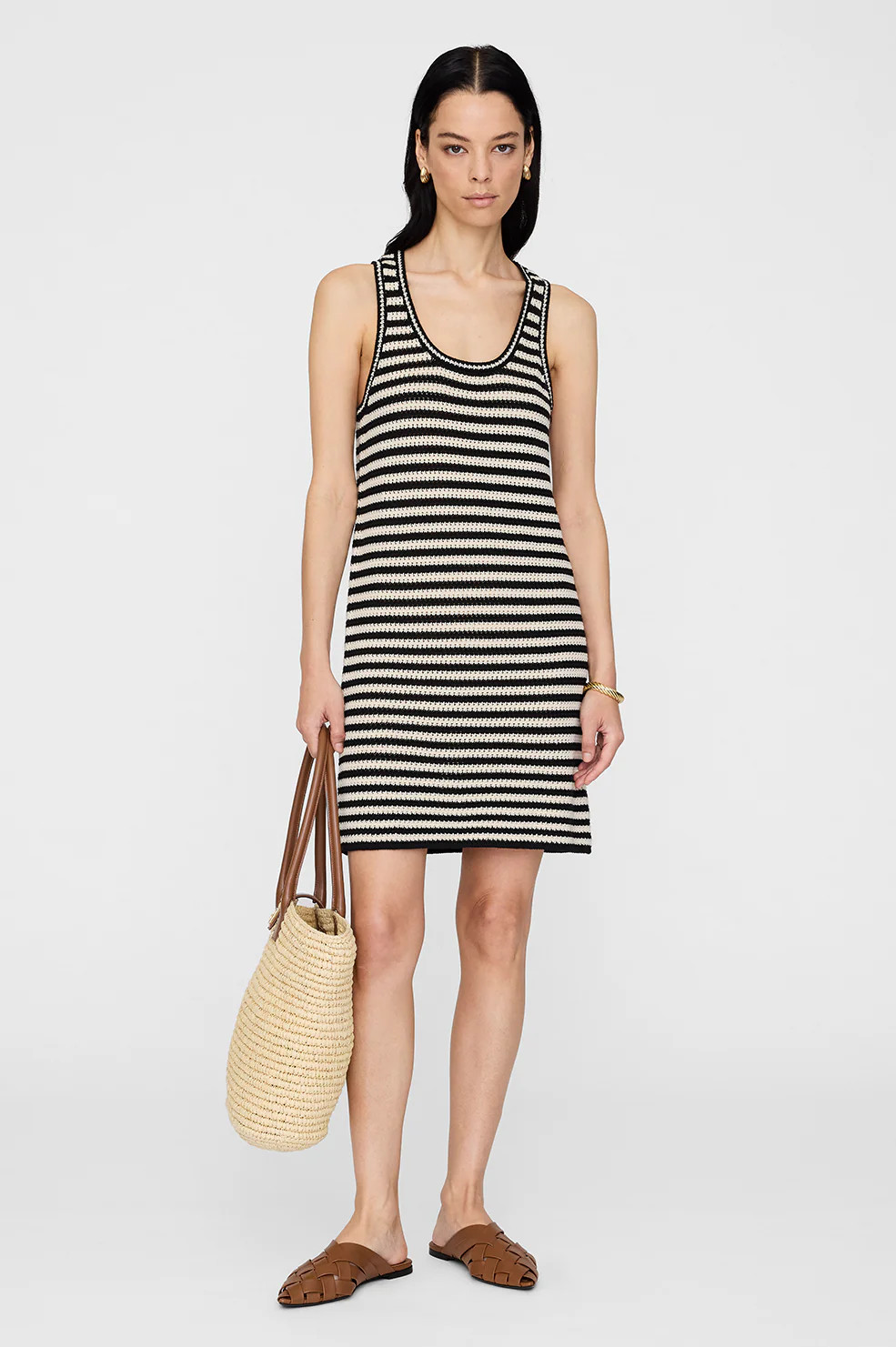 Arie Dress - Black And Ivory Stripe | Anine Bing